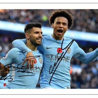 LEROY SANE & SERGIO AGUERO  Autographs (Click for full image)